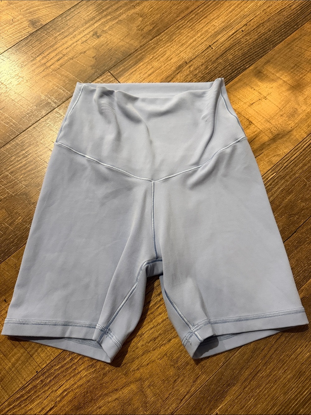 High-Rise Light Blue Women’s Bike Shorts with Supportive Waistband